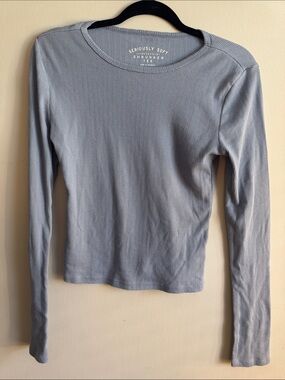 Aeropostale Light Blue Ribbed Long-Sleeve Tee